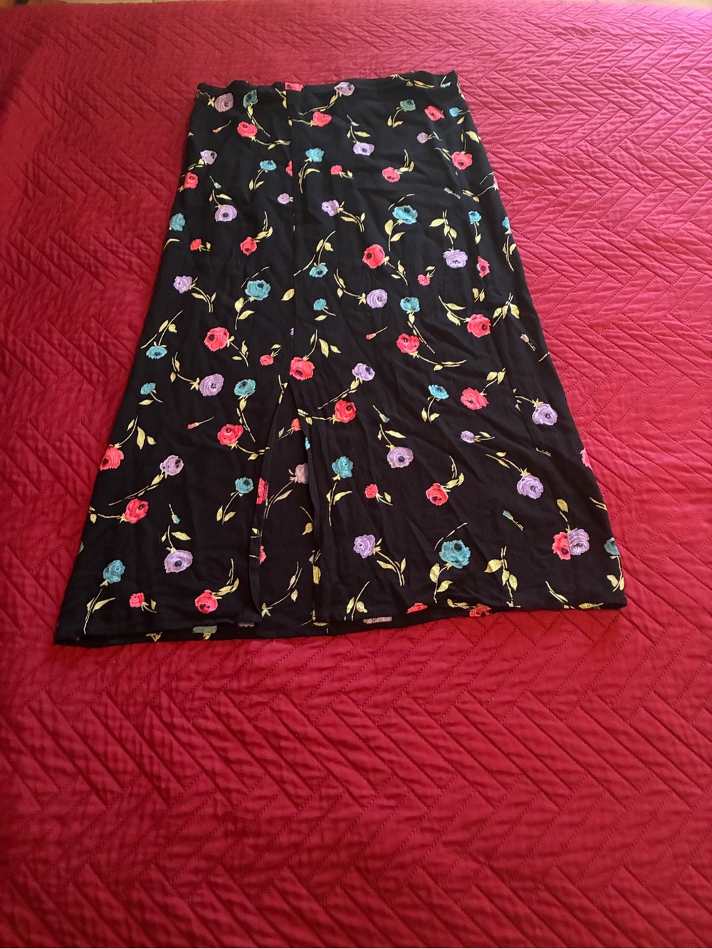 Women’s Black Floral Skirt - Multicolor Flower Print